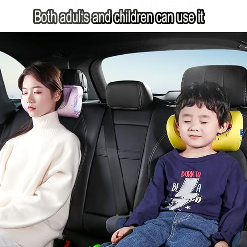 Image of Kwak's Car Headrest Pillow,Adjustable Car Neck Pillow,Head Support for Car Seat, Car Pillow for Kids and Adults-Road Trip Essentials (Dinosaur Yellow)