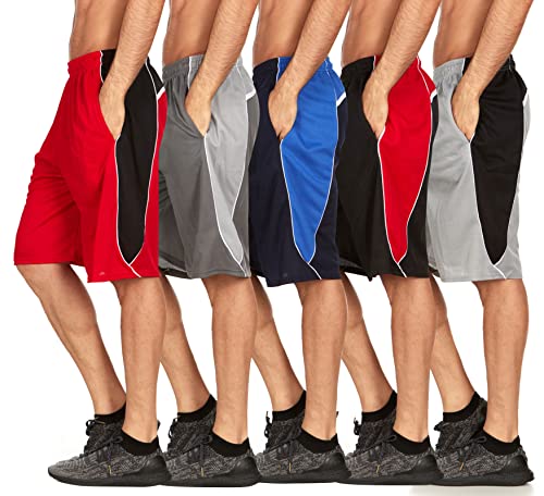 DARESAY Mens Athletic Shorts with Pockets, Workout Active Performance Shorts - 5 Pack3