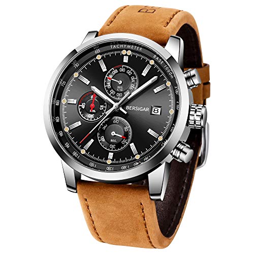 BERSIGAR Reloj cronógrafo para Hombre Movimiento de Cuarzo Fashion Business Sports Watch 30M Impermeable Elegante Regalo de los Hombres