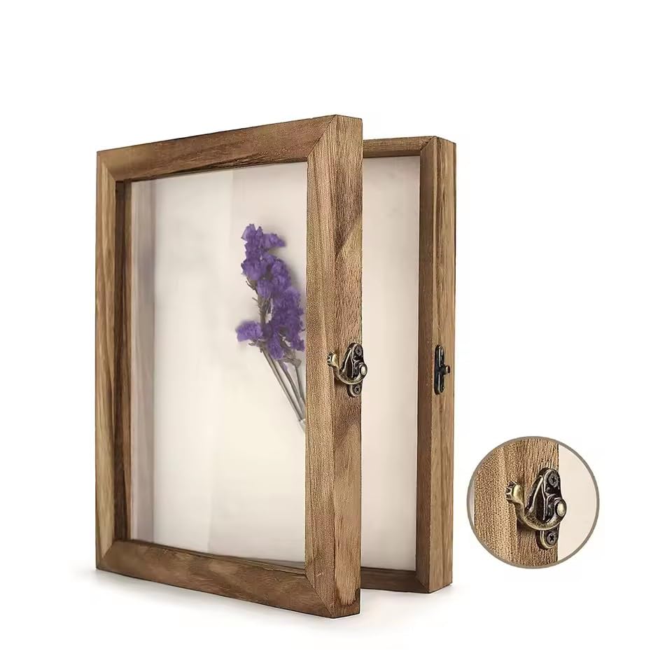 Vitrina de muestras de insectos con tapa de vidrio con bisagras, caja de sombra de madera para mariposas, escarabajos, hojas, colecciones minerales, caja de almacenamiento a prueba de polvo para
