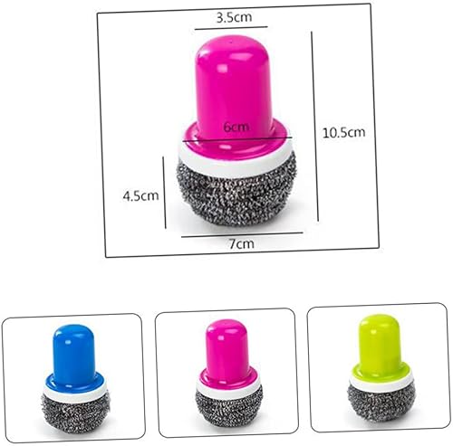 Miniatura 6 de Baluue 5 piezas con y limpiador de bolas fregaderos fregaderos multifuncionales estropajos cepillos de baño esponjas sucias de acero almohadilla de