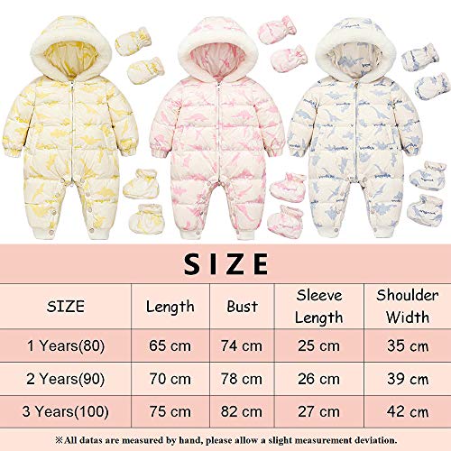 Baby Sneeuwpak Winter Down Romper Jongens Meisjes Hooded Jumpsuit Warme Outfits Voet+Handschoenen Dinosaurus Patroon… - Image 6