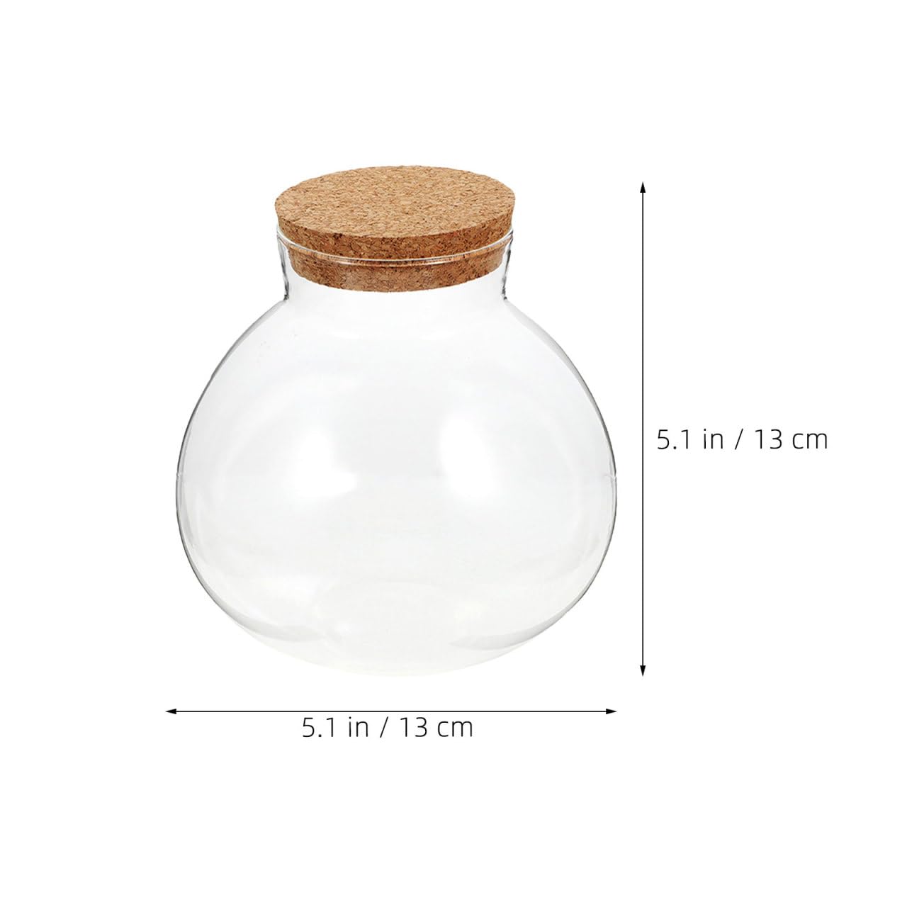 VICASKY Luftdichte Runde Glas Terrariumflasche mit Korken 13cm Mikrolandschaftsgefäß für Moos Sukkulenten und Hydroponik Dekoratives Pflanzglas für Schreibtisch und Fensterbank