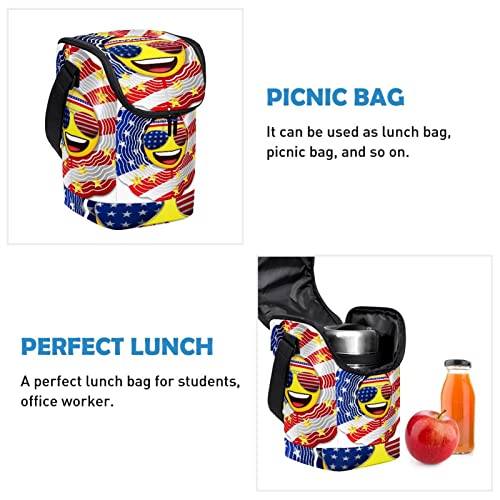 Bolsa de almuerzo con bandera estadounidense lonchera resistente de diseño funcional 3