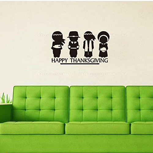 Jiahui Happy Thanksgiving Pilgrims And Indians Removable Home Art Wall Decal Quote Sitting Bedroom Room Sticker (13X22) #TOP6