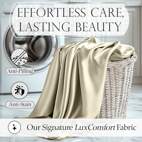 Image of DECOLURE Satin Sheets Twin Size | Softer Than Silk | Luxury 3 Pc Bed Set