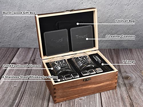 50Th Birthday Gifts For Men, Vintage 1973 Whiskey Glass And Stones Gift Set Of 2, Funny 50 Birthday Gift For Dad Husband Brother, 50 Birthday Present Ideas For Him, 50 Year Old Bday Decorations #TOP6