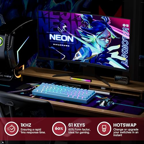 Image of GK61 Mechanical Gaming Keyboard - 61 Keys Multi Color RGB Illuminated LED Backlit Wired Programmable for PC /Mac Gamer (Gateron Optical Brown, Blue)