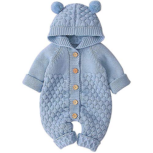 Body con capucha para bebé recién nacido de invierno para niño y niña de 3 a 24 meses azul 18-24 Meses Cover