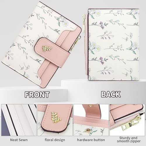 Image of Farcauo Womens Wallet with RFID Blocking Cute Small Wallets for Women Thin Pink Women's Wallet Kawaii Flower Card Wallets for Women Ladies