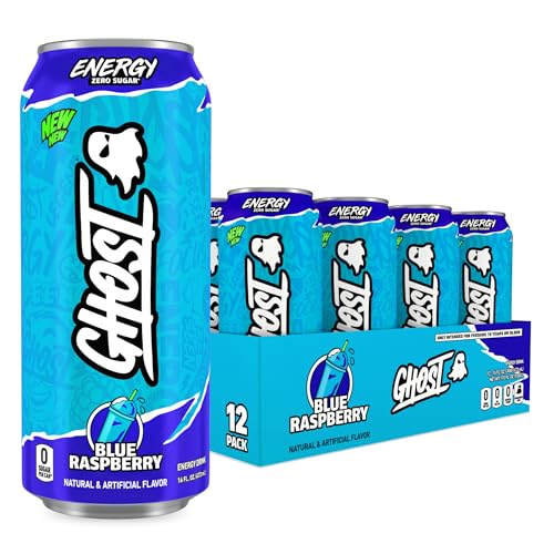 GHOST Energy Drink - 12-Pack, Blue Raspberry, 16oz Cans