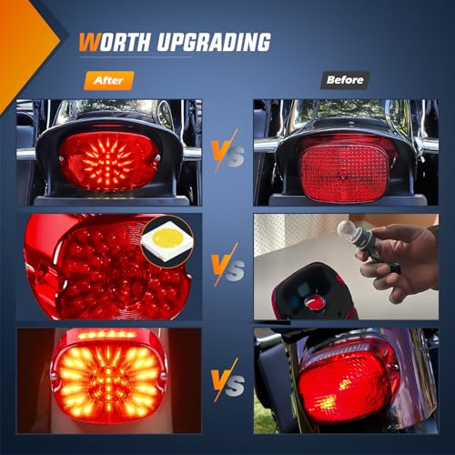 Image of Nilight LED Tail Light Motorcycle Brake Turn Signal Driving License Plate Rear Lights Red Housing Plug and Play Compatible with Harley Davidson Dyna Sportster 883 1200 Road King Glide