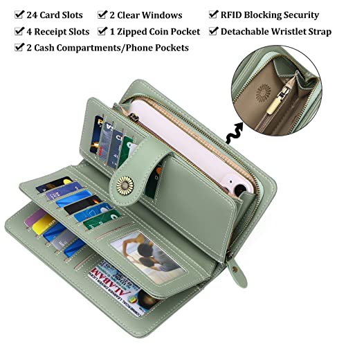 Image of FALAN MULE Wallets for Women Trifold Wristlet Wallets Large Capacity RFID Blocking Ladies Purse Credit Card Holder