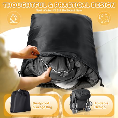 Image of Orzbow Stroller Footmuff Universal - Weather-Proof Bunting Bag for Toddler, Warm Fleece Sleeping Bag for Cold Weather, Easily Attaches to Most Strollers, Baby Boys Girls Winter Essentials, Black
