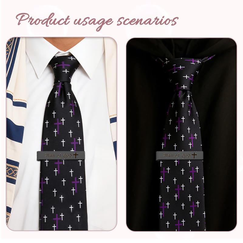 Set de corbatas religiosas clip para hombre miniatura 3