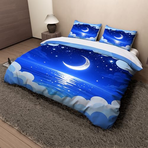 Housse de couette 220x240 anti-glissement parure de lit zippée ciel étoilé - 5