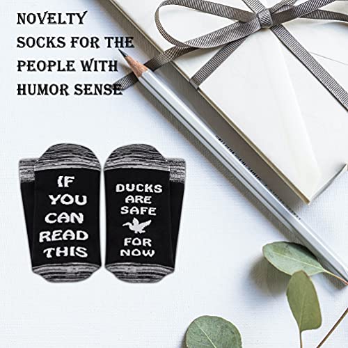 2PAIRS Funny Duck Hunter Hunting Gift If You Can Read This Ducks Are Safe Hunting Socks for Hunters4