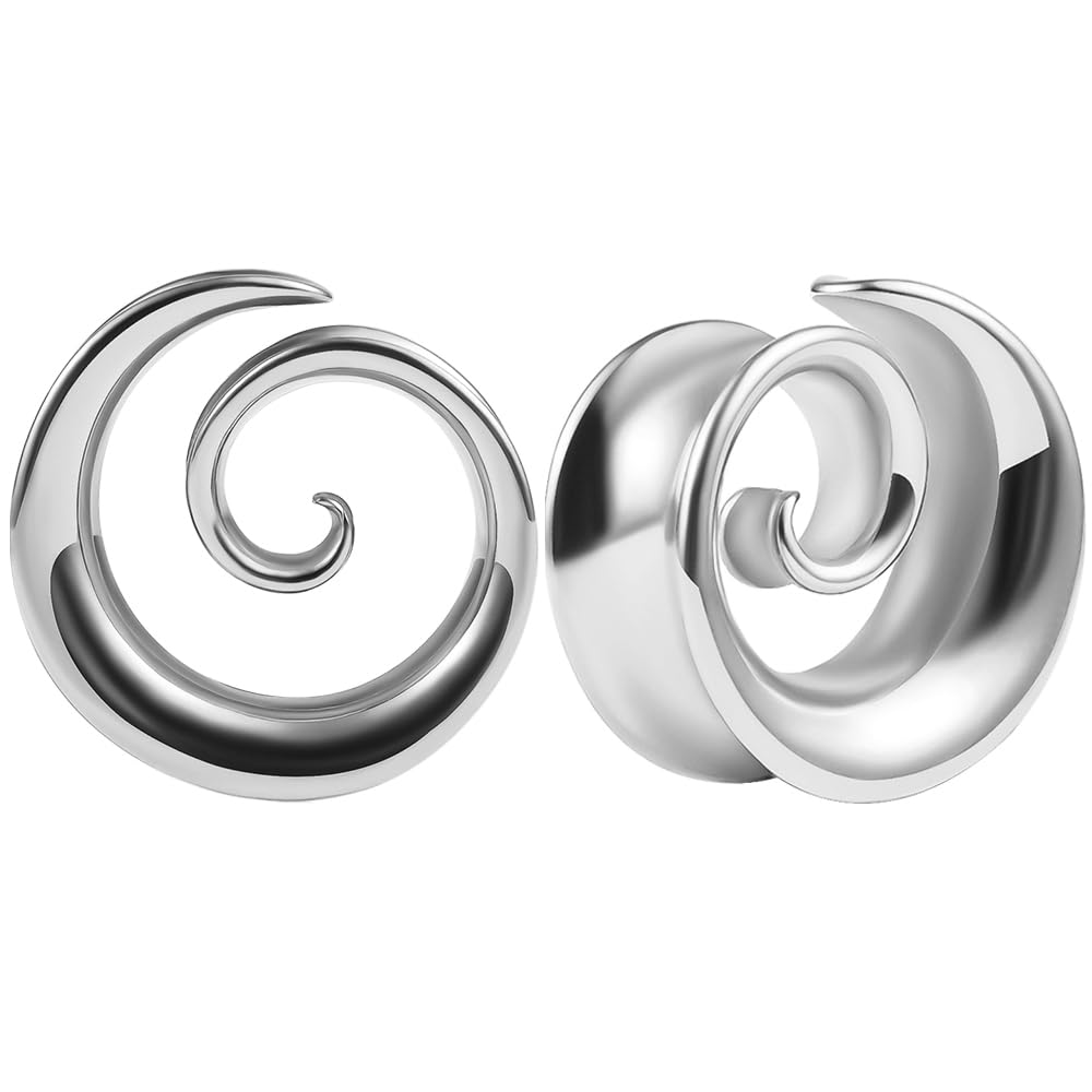 Vankula Dilatatori Lobo Sella tunnel dilatatore orecchie in Acciaio inossidabile Spirale lobi piercing espansori Gioielli Uomo Donna 8mm a 25mm