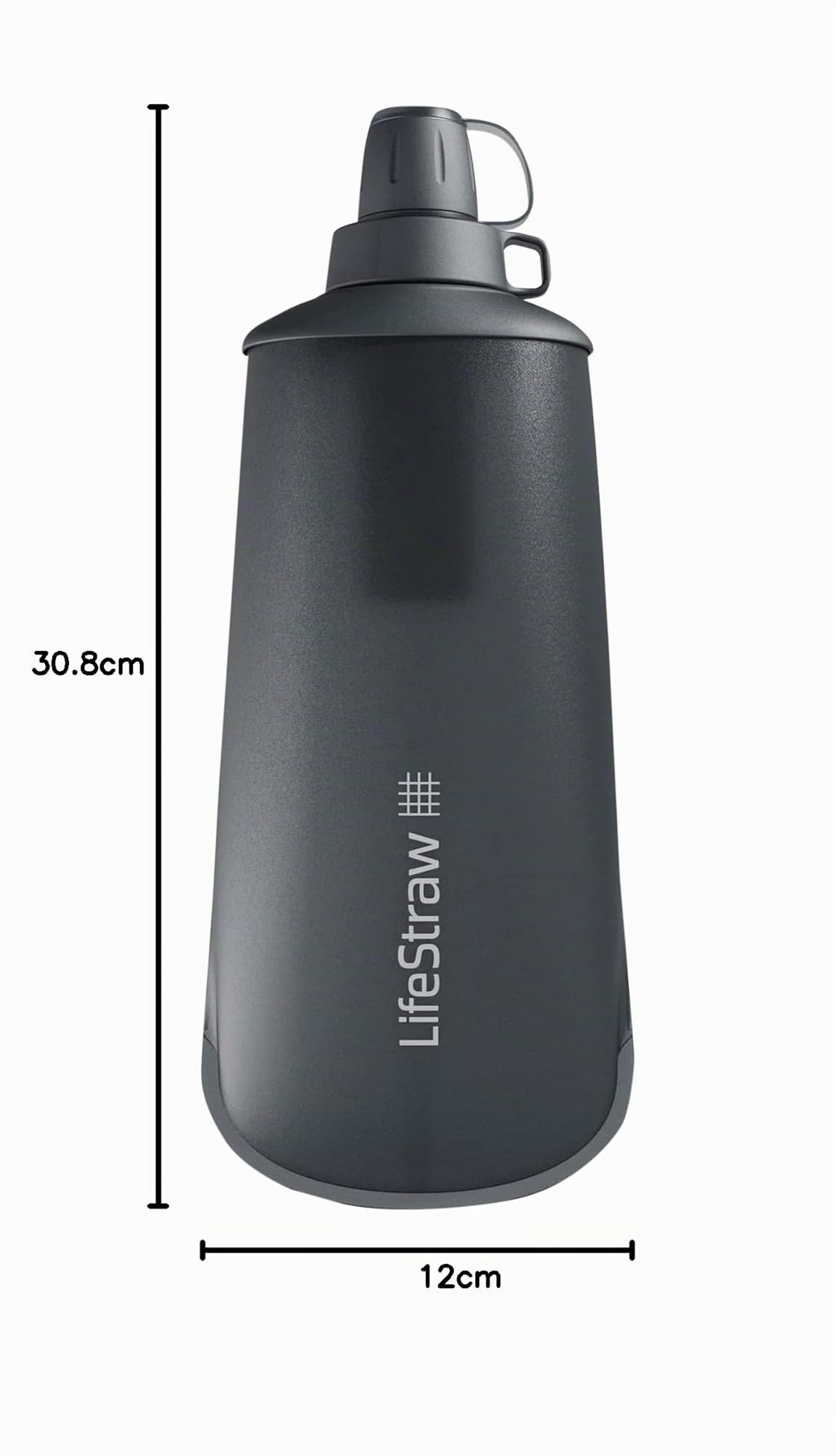 LifeStraw Peak Series - Collapsible Squeeze Bottle Water Filter System – 1L for Trail Running, Through Hiking, Travel, Cycling, and Fishing, Dark Mountain Gray