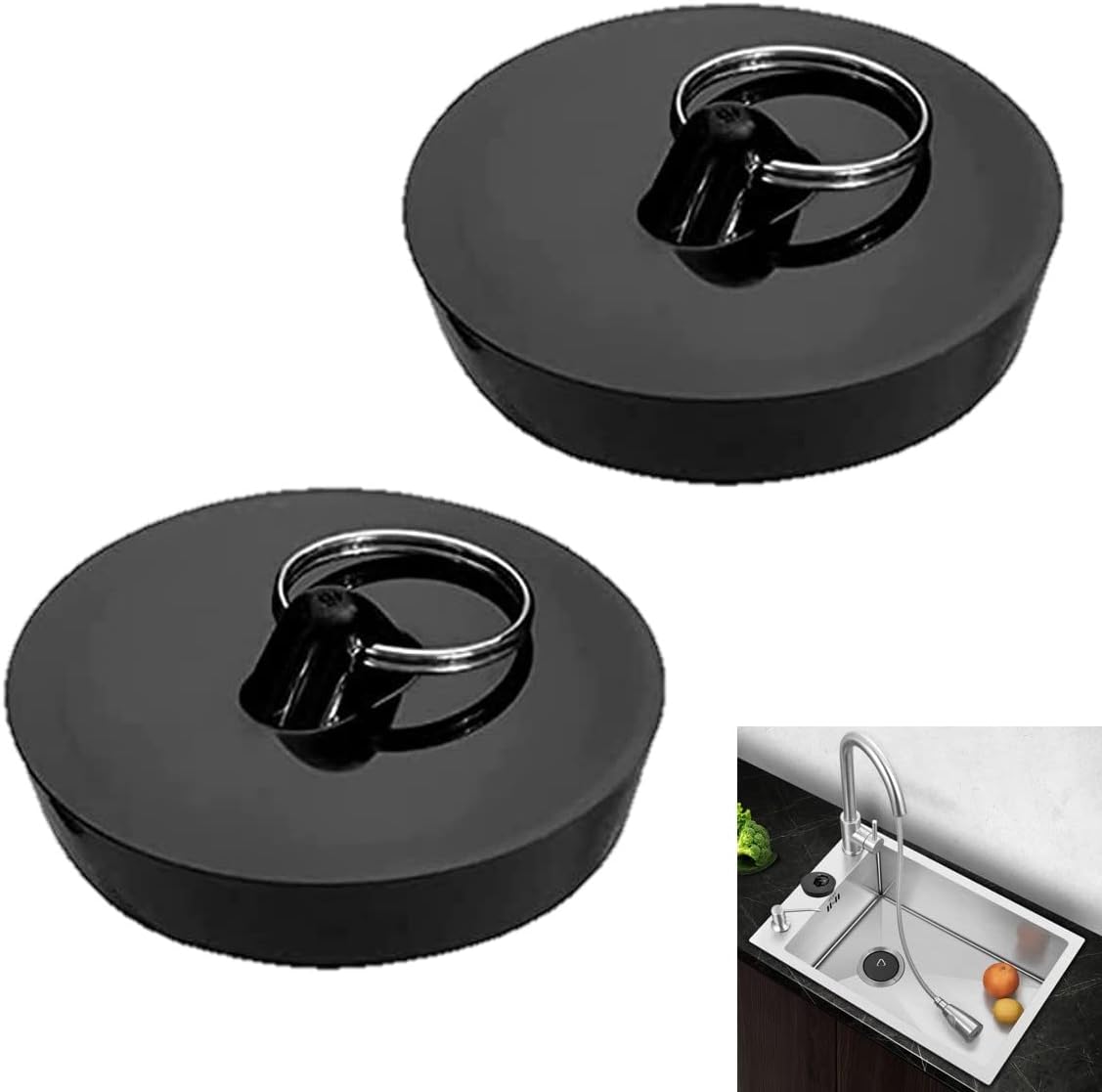 MARJANTECH 2 PCS Bathtub Plug Kitchen Sink Plug Replacement Drain Stopper for Kitchen Sink