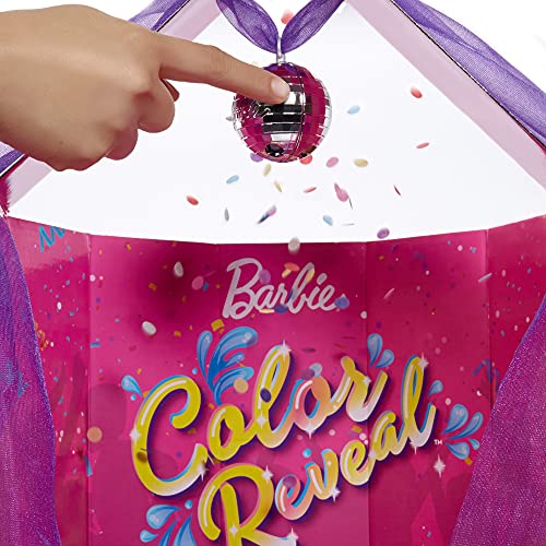 Barbie GXJ88 - Color Reveal Überraschungsparty, +50 Überraschungen: 1 Puppe, 1 Chelsea Puppe, 2 Tiere, 6 Farbwechsel, Zubehör & mehr, Tanzparty Set, Spielzeug Geschenk für Kinder ab 3 Jahren – Bild 2