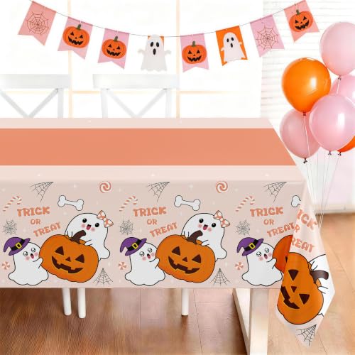 Image of Childom 3 Pack Halloween Tablecloth Rectangle Table,Halloween Decorations | 54 inch x 108 inch Disposable Plastic Tablecloths,Plastic Table Cover for Halloween Party Decorations,Halloween Party Supplies Favors