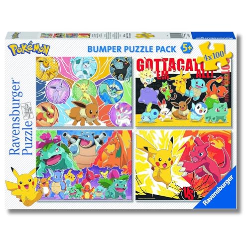 Ravensburger - Puzzle Bambini 5 Anni 4x100 Pezzi, Pokémon -