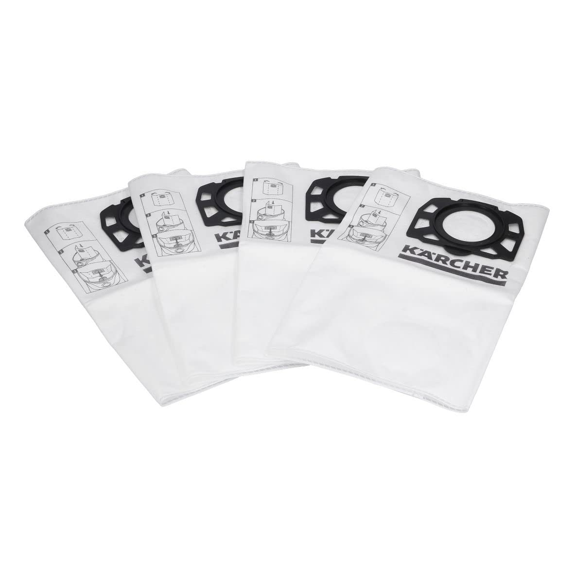 easyPART Compatibile/Ricambio per KÄRCHER 2.863-314.0 Sacchetti filtro in vello KFI357 per aspirapolvere umido e secco 4Pz