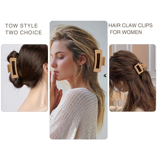 8Pcs Medium Claw Hair Clips for Women Girls, 2" Matte Rectangle Small Hair Claw Clips for Thin/Medium Thick Hair, Hair Jaw Clips Nonslip Clips - Image 3