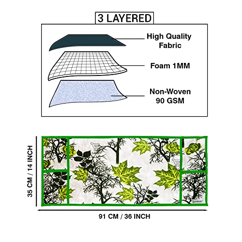 Image of Polyester 3-Layered Microwave Oven Top Cover With 4 Utility Pockets Suitable for Upto 30 Liter (Color- Green, Size-36x14 Inches)