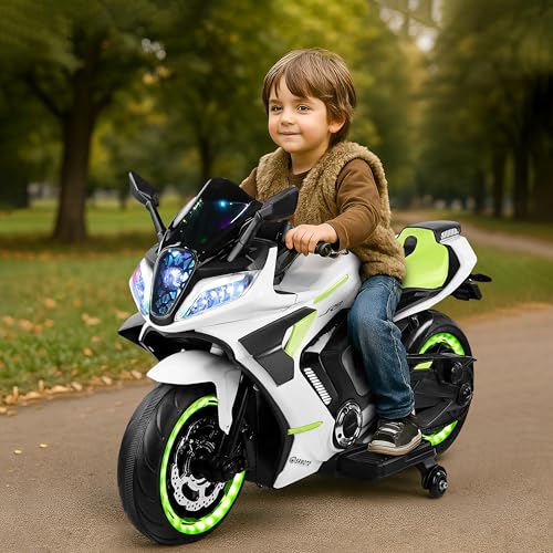 Image of BabyGo Kids Electric Ride-On Motorcycle Big Bikes | 12V Battery Operated Bike with, LED Lights & Music | Rechargeable Bike for Boys & Girls Ages 1-8 Years | 35kg Capacity | Large R9 Bike for Kids