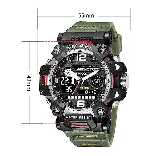 Montre de sport 8072 multifonction avec sangle kaki haute durabilité - 3