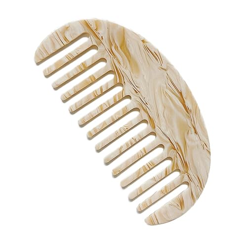 Miniatura 2 de NUEAYMS Peine de dientes anchos para el cabello, peine de dientes de acetato de leopardo de mármol para mujeres y niñas, cepillo antiestático