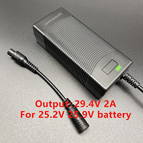 Ampowsure 29.4V 2A Charger 2 Plugs Universal Replacement For 25.2V Lithium Battery With 5.5Mm 1-Prong Dc Plug And 8Mm 3 Prong Connector #TOP5