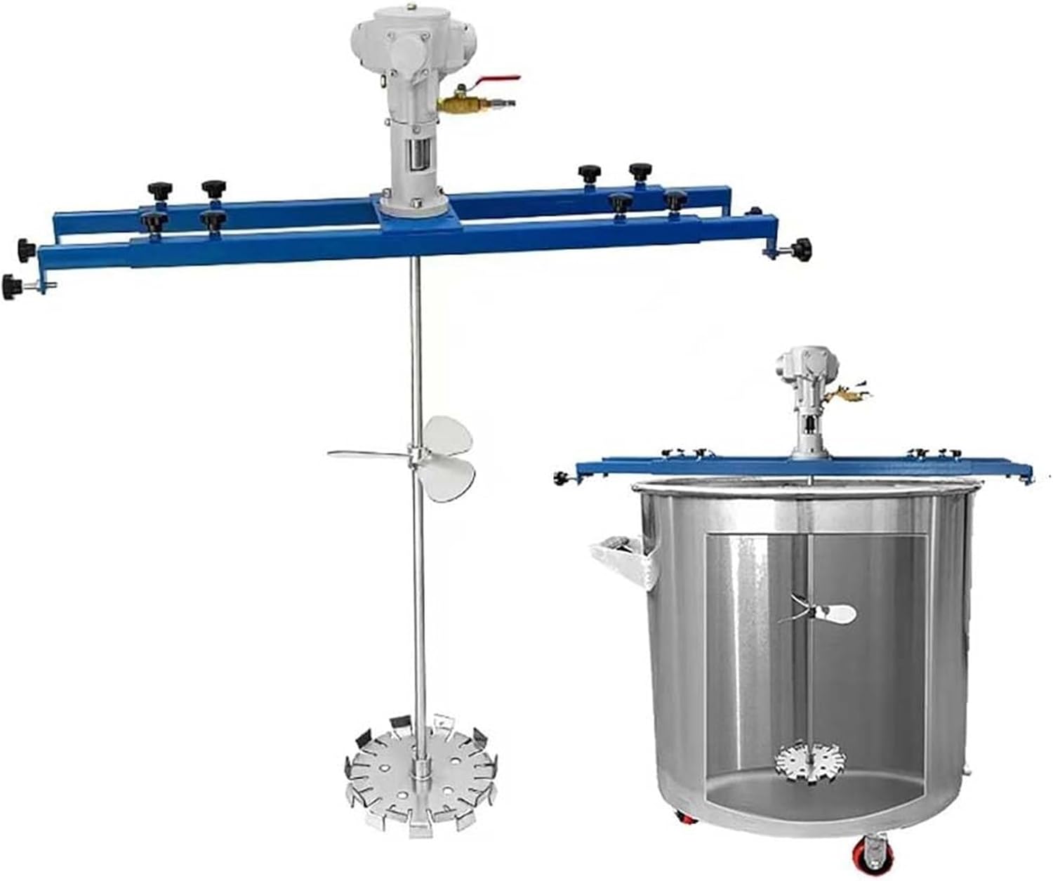 1HP Pneumatic Paint Mixer for IBC & Open-top Drum, Coat Mixer Bracket Air Agitator Stirring Machine, Paint Mix Tool(Container: Open-top Drum)