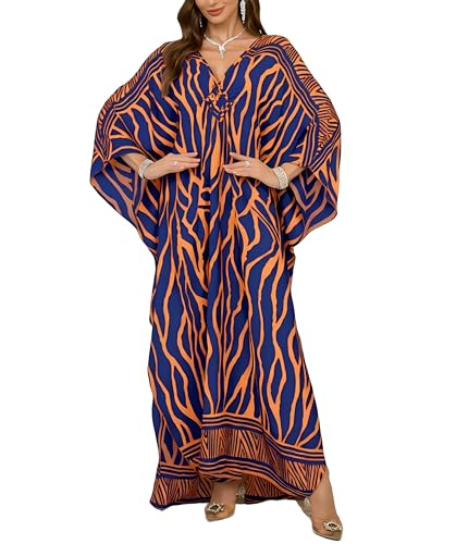 Image of KEYLORTING Plus Size Kaftan Dress Women, African Moo Moo Print Caftan, Batwing Dress, Beach Cover Up for Party and Loungewear