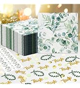 Taufe Deko, 40Stück Servietten Eukalyptus, Babyparty Servietten + Fisch Taufe Konfetti + Schön, d...