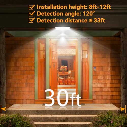 JESLED Solar Powered Lights Outdoor/Outside for Garden Fence Door Yard Pathway, 90 LED Solar Motion Sensor Security/Wall Lights Waterproof 2600mAh, USB Charging (1 Pack) - Image 5