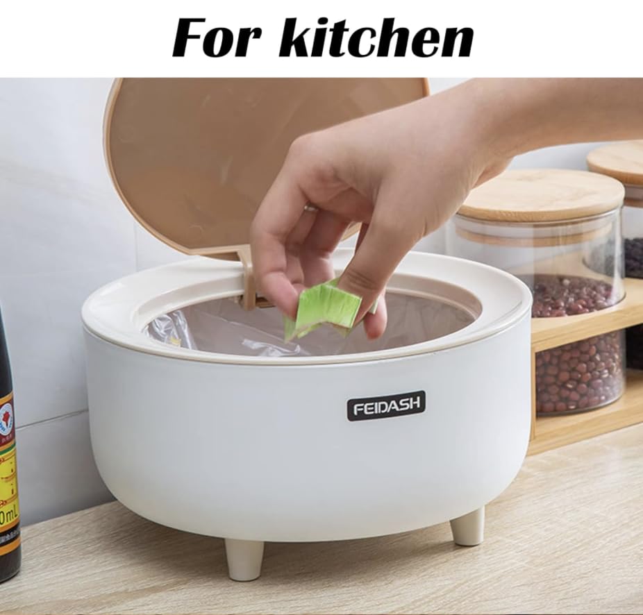 Miniatura 4 de Faubourg - Mini bote de basura de escritorio, organizador de mostrador de baño con tapa abierta, soporte para aperitivos de cocina, plástico, para