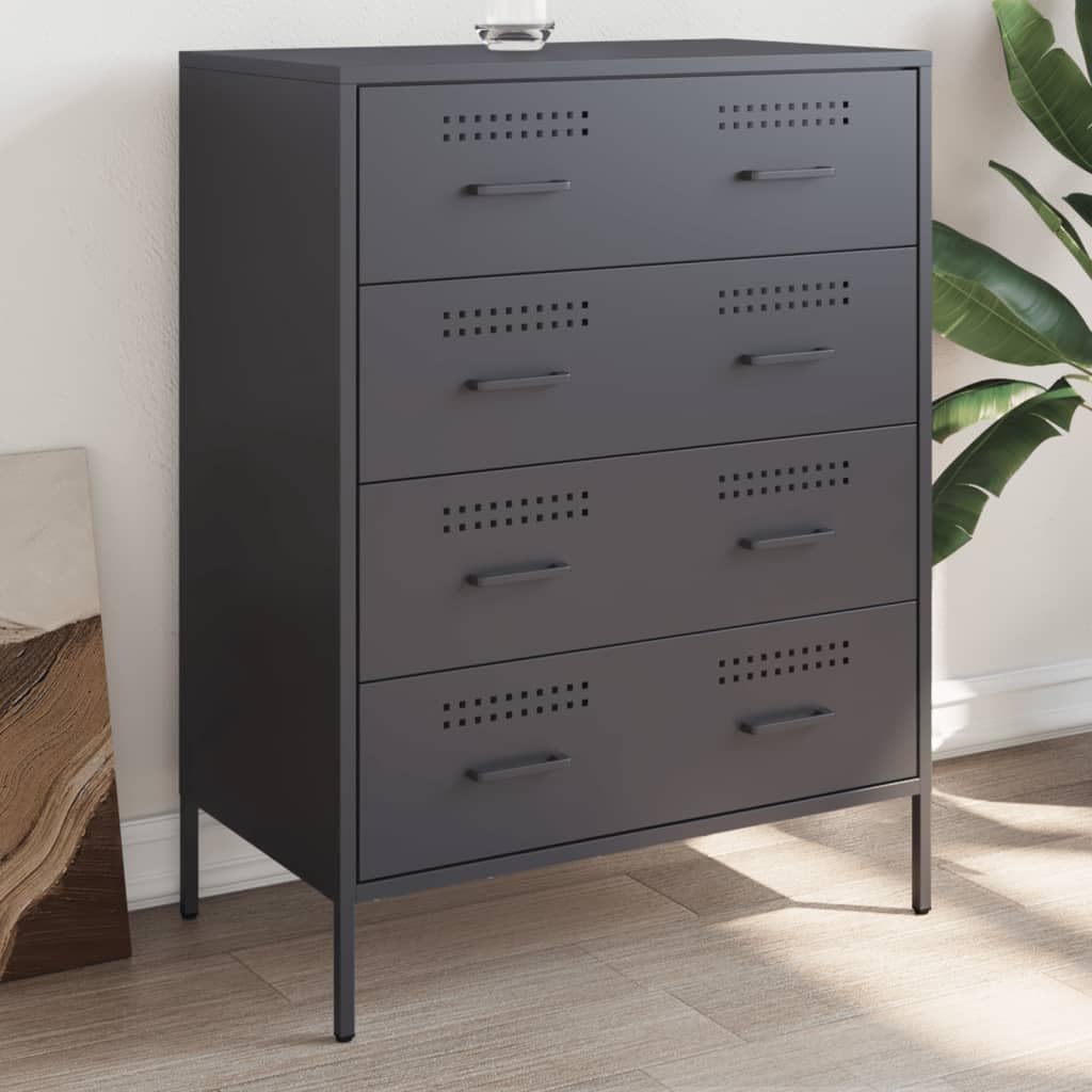 Credenza antracite, 68 x 39 x 89 cm, armadio in metallo con 4