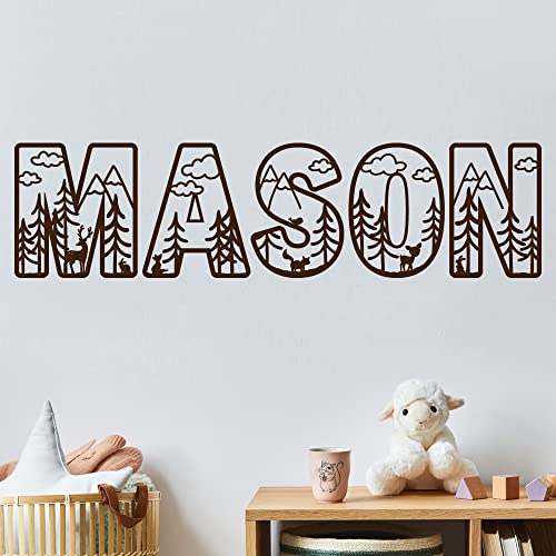 Vinilo decorativo nombre personalizado animales bosque