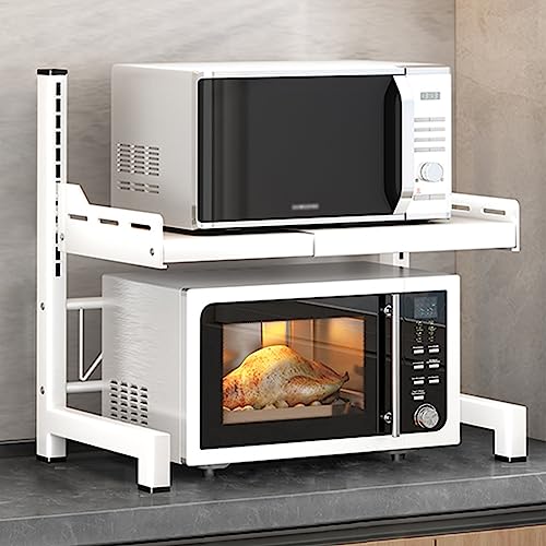 Mikrowellen-Ofenregal, verstellbares Mikrowellenregal, modernes Küchendekor, platzsparende Aufbewahrungslösung for die Küche, langlebiges Elektroofen-Halterregal (Farbe: Grau, Größe: 60 cm) (Color :