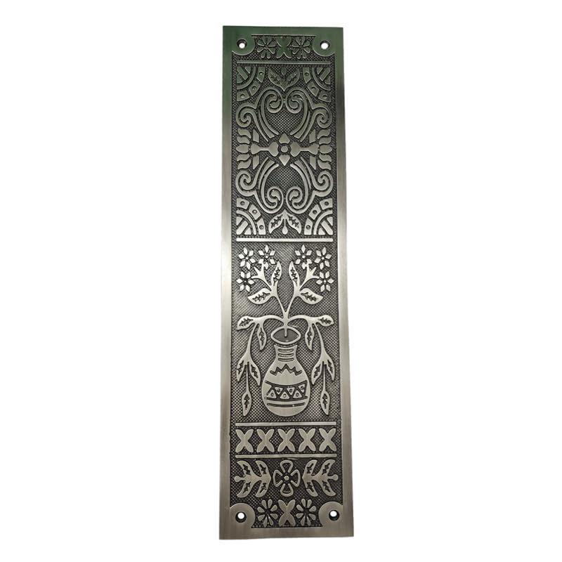 Adonai Hardware Decorative Aluminium Push Plate (15 Inch Melchizedek x 1 Pack, Antique Brushed Nickel)