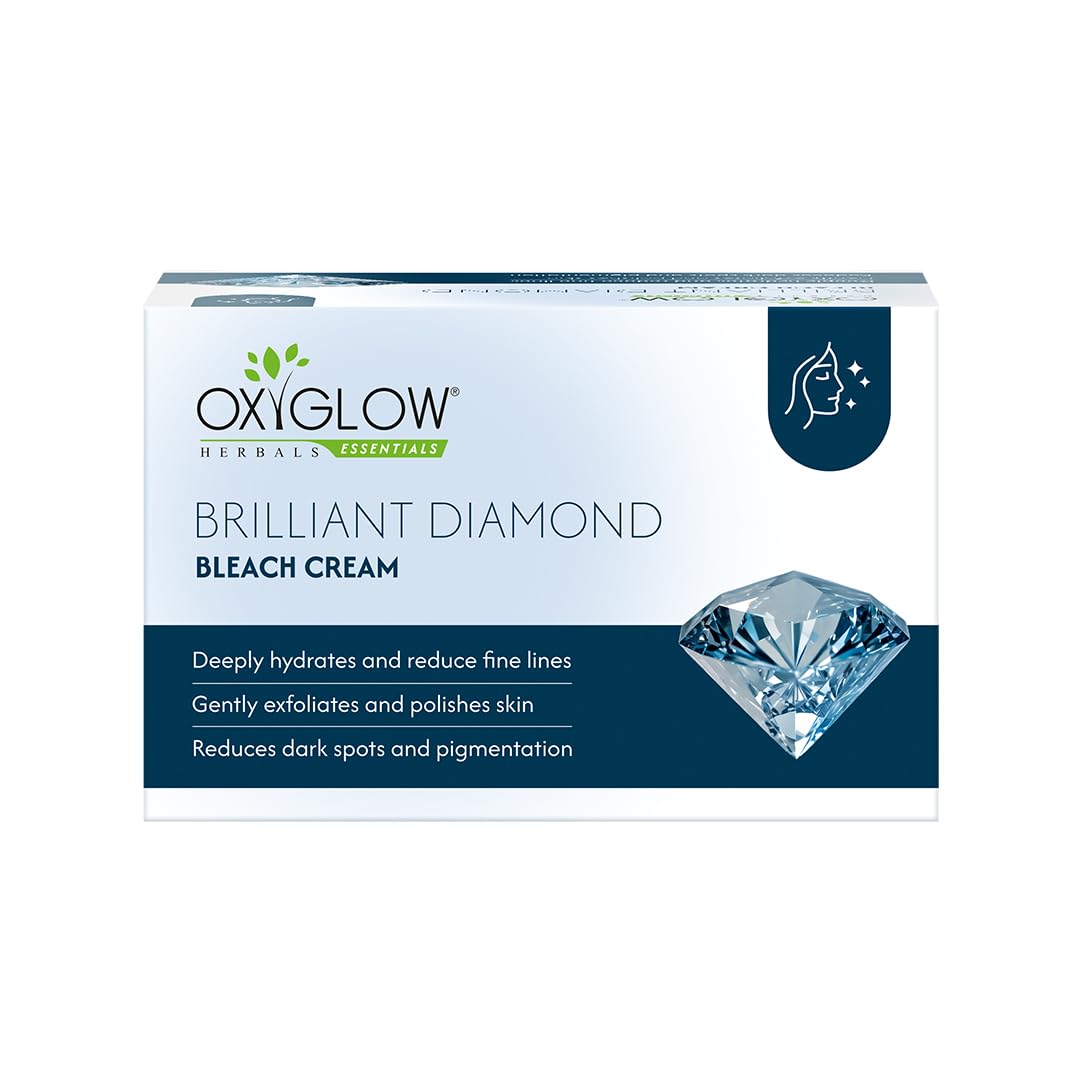 OxyGlow Herbals Brilliant Diamond Bleach Cream 250g | Face Bleach Cream for Instant Glow, Skin Brightening & Pigmentation Care | Diamond Pigment, Moringa & Lily Extract