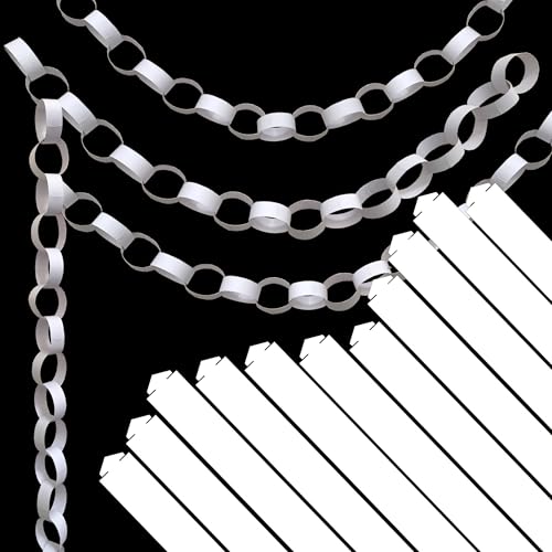 Image of Origami Joy 300 White Paper Chain Strips for Crafting. No Glue or Tape Needed. Kid Friendly & Family Fun. Yields Over 50 Feet of Paper Chains for Party or Classroom Decorations (White)
