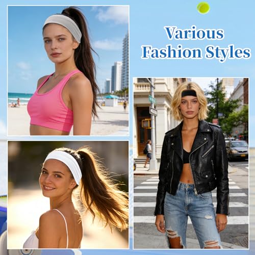 Image of YARIEW 6Pcs Headbands Paisley Bandanas Head Bands Sweat Band Hair Wrap Headwrap Fashion Boho Wide Thick Workout Yoga Elastic Headbands Mens Cooling Running Sports Headband Sweatbands for Women and Men