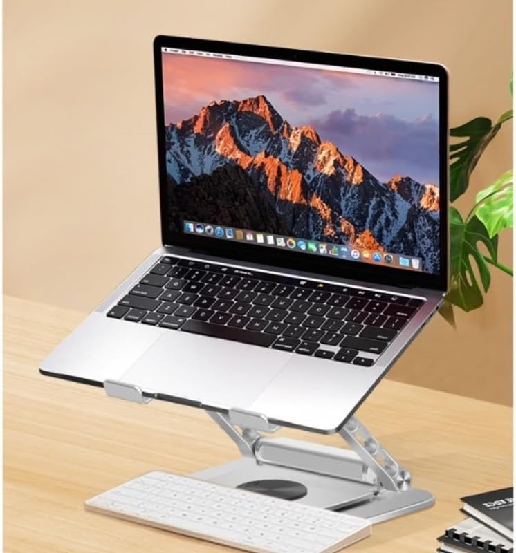 Silver Book Stand Aluminum Alloy Reading Rack 360° Rotation Holder
