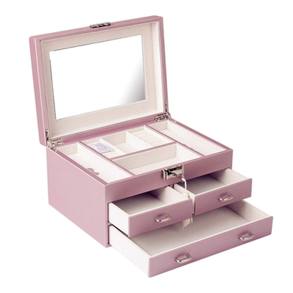 Jewelry Box high-Grade Leather Large-Capacity Solid Wood Jewelry Storage Box Gift Finishing Storage Collection Display Decorative Box Jewelry