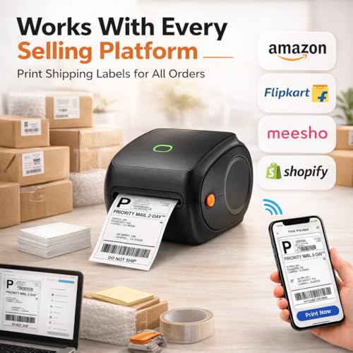 Image of Thermal Label Printer for Business Office Home | Inkless Thermal | Mobile, Desktop Compatible (ShipSmart (4-inch Smart Label Printer))
