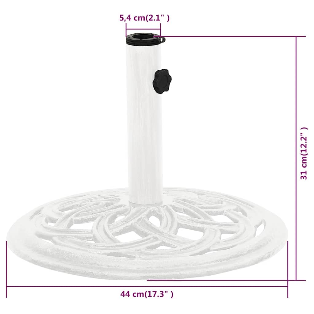 vidaXL Base de Sombrilla, Soporte de Parasol, Pie de Sombrilla, Base para Jardín Patio Terraza Piscina Playa, Hierro Fundido Blanco 44X44X31 cm
